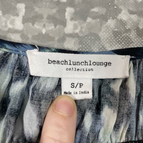 BeachLunchLounge Talia Blue Smocked Tunic Blouse - Size Small - Long Sleeves - Picture 6 of 9